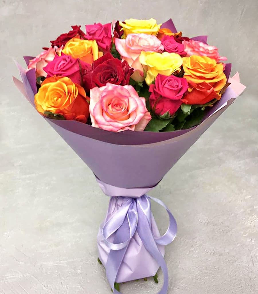 Букет Роз 60 см 25 шт микс «Ангельская улыбка»