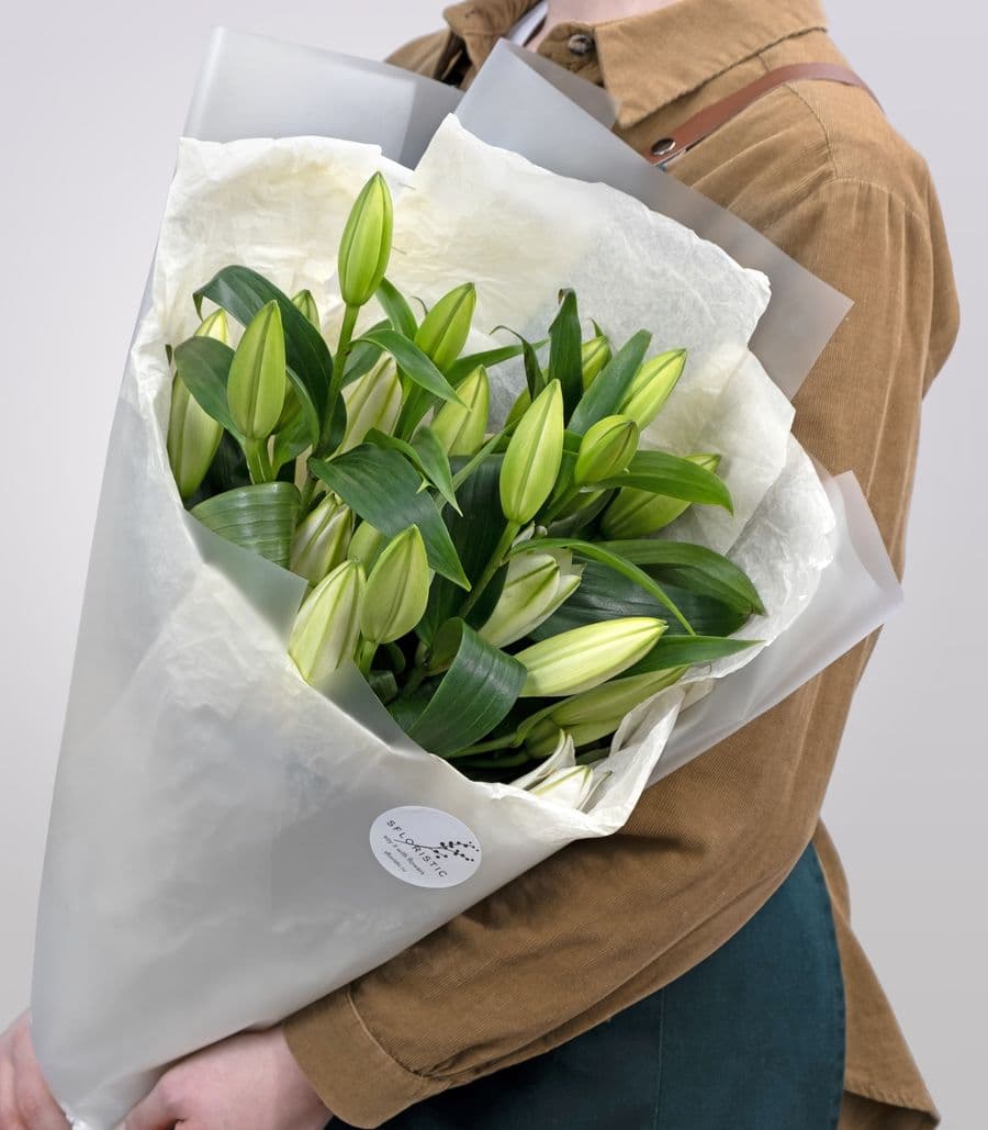 Букет из белой Лилии 5 шт «Элегантной»