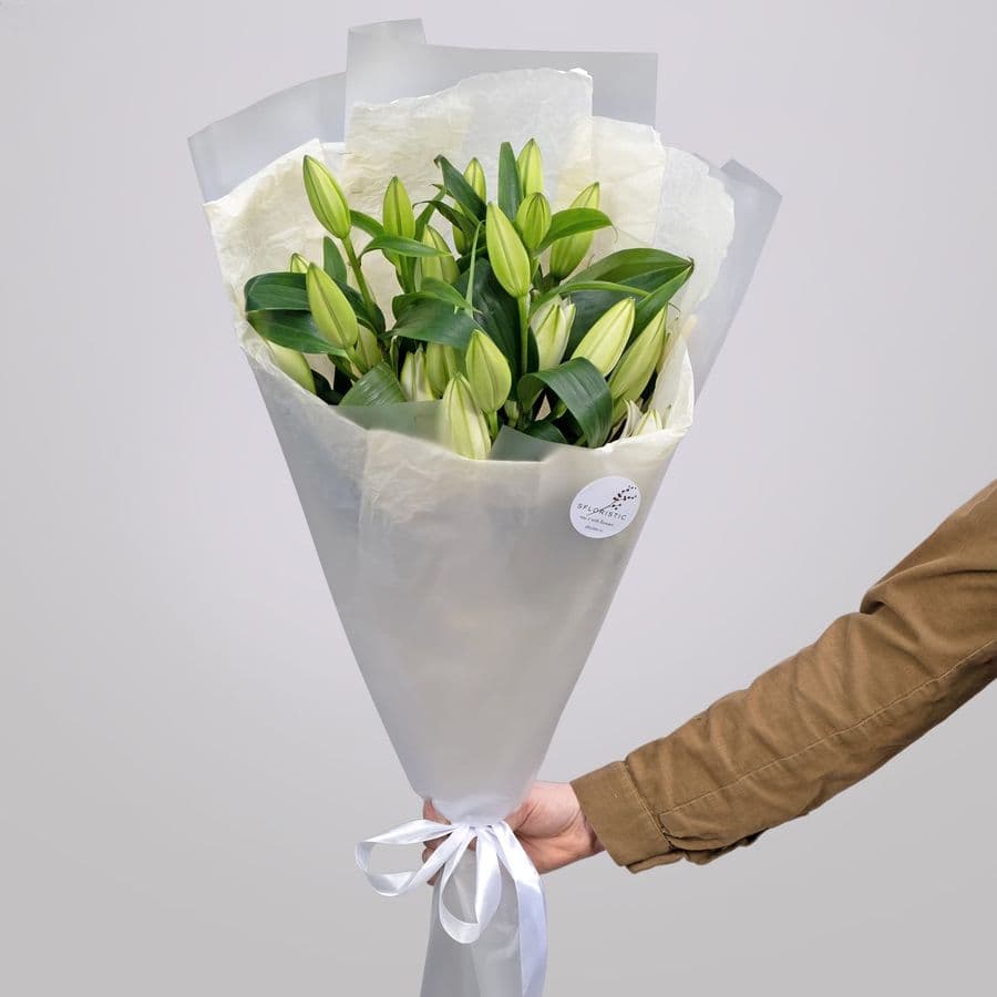 Букет из белой Лилии 5 шт «Элегантной»