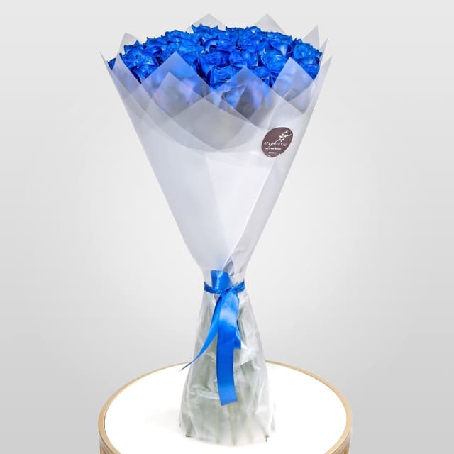 Букет из синих роз 60 см 39 шт «Большая волна»