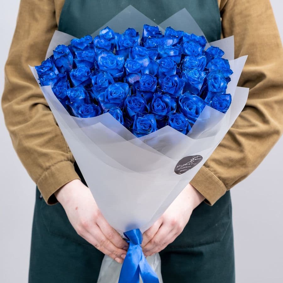 Букет из синих роз 60 см 39 шт «Большая волна»