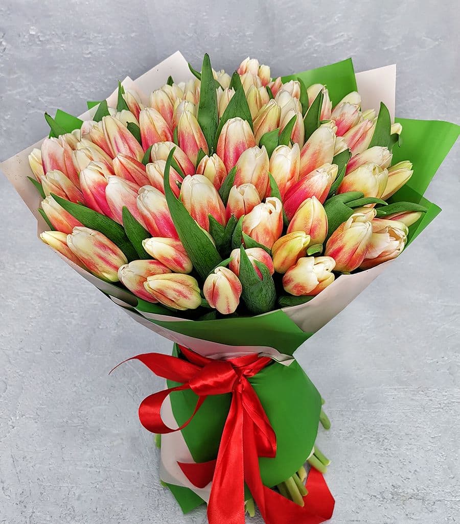 Букет Тюльпанов 75 шт «Мечтательной»