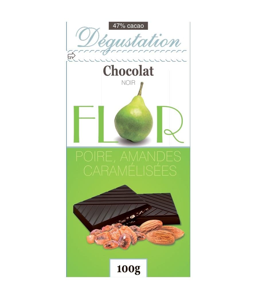 Шоколад Флор темный с грушей и миндалем в карамели
