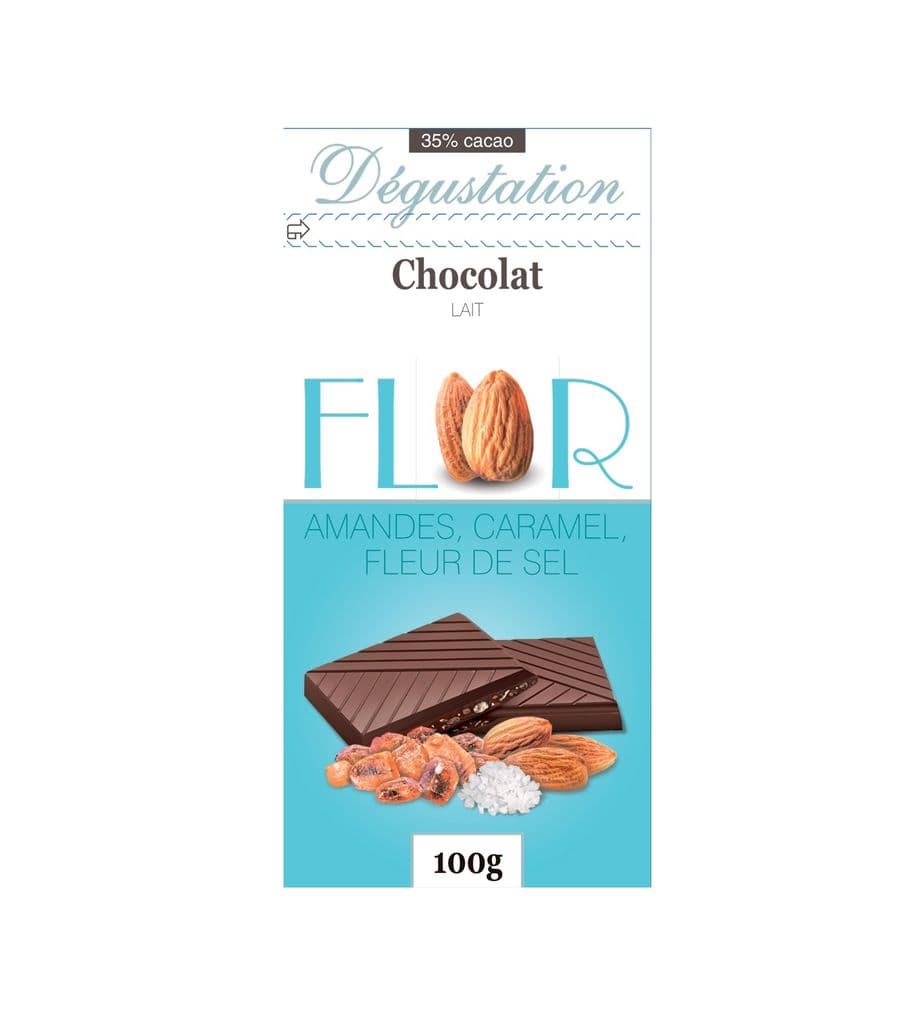 Шоколад Флор молочный миндаль-карамель и морская соль