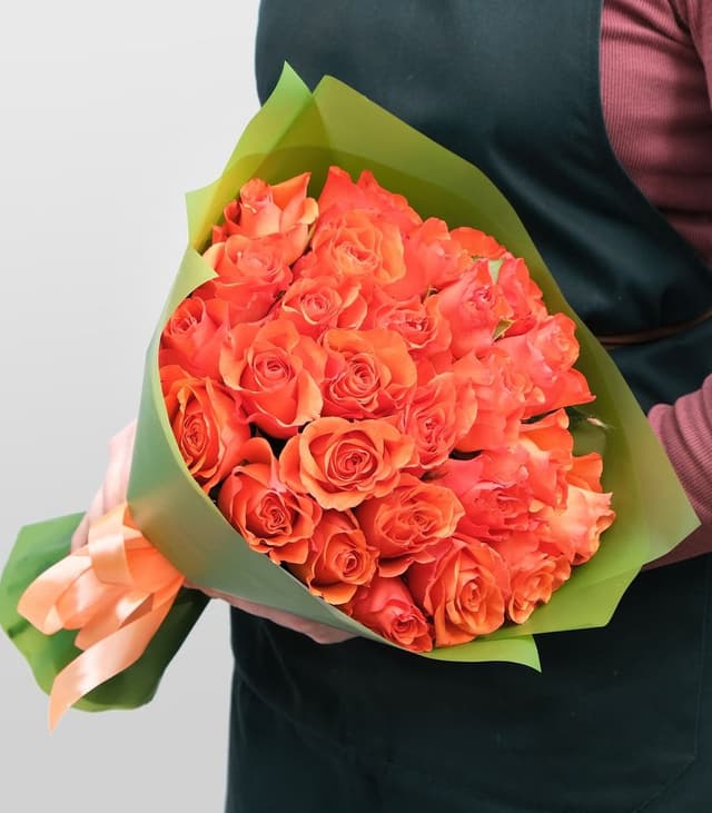 Букет из оранжевых Роз 25 шт 40 см «Хлоя»