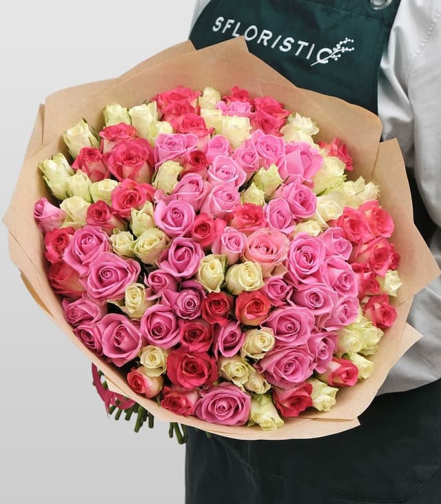 Букет из кенийских Роз 101 шт 40 см «Аннабет»