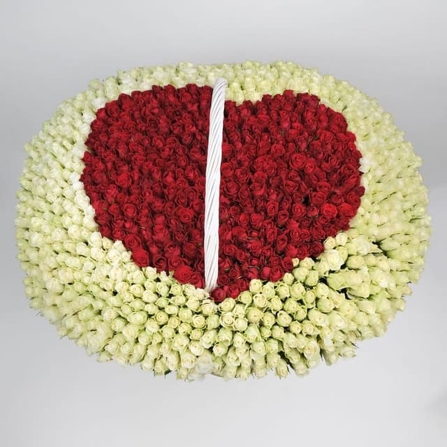 Букет из кенийских Роз 1001 шт «Пламенное Сердце»