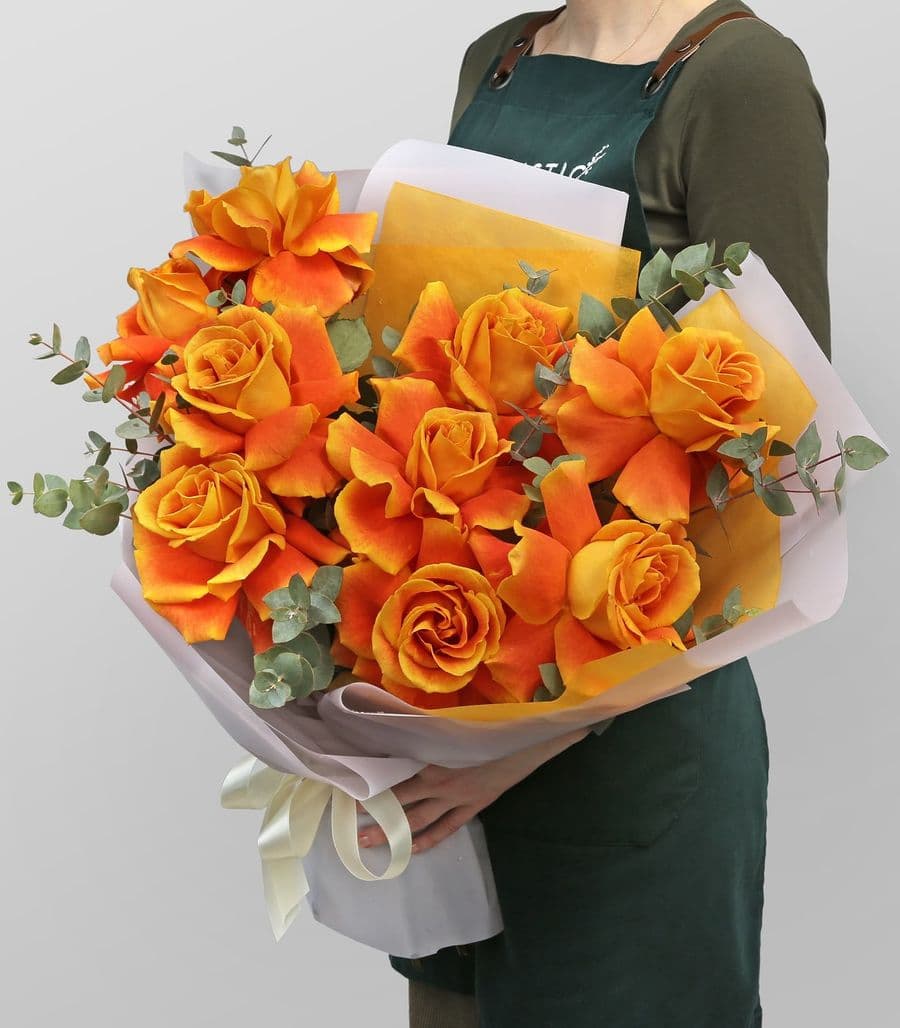 Букет оранжевых Роз Эквадор «Золотой закат»