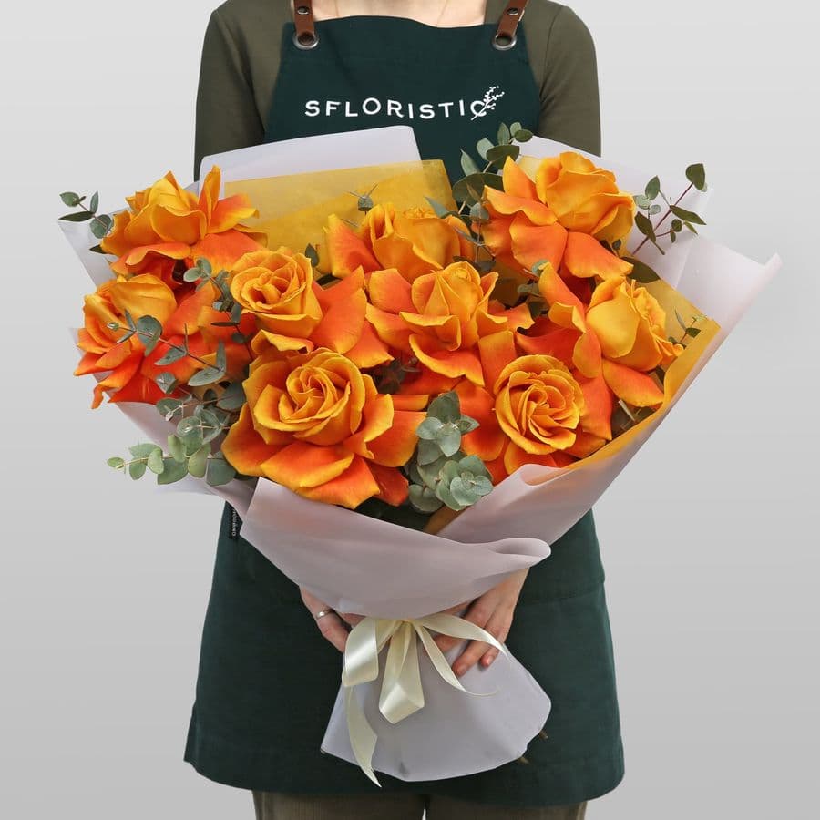 Букет оранжевых Роз Эквадор «Золотой закат»