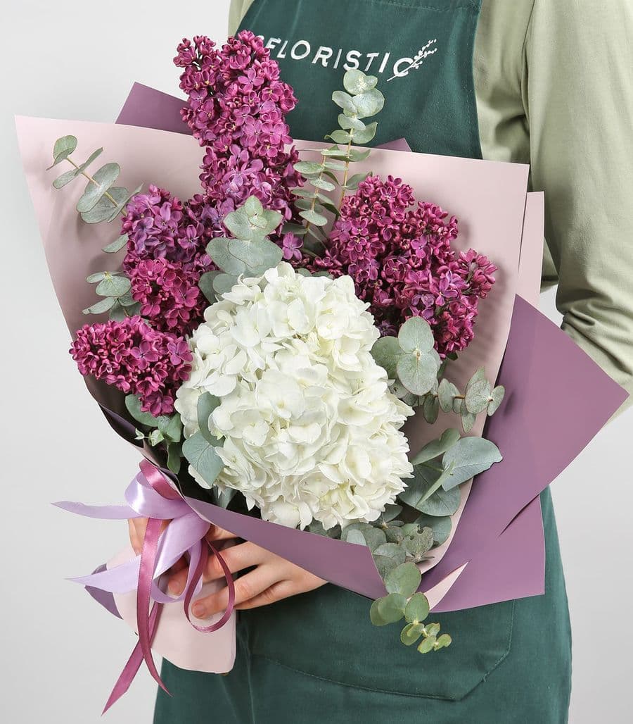 Букет из Сирени и Гортензии «Летние сумерки»