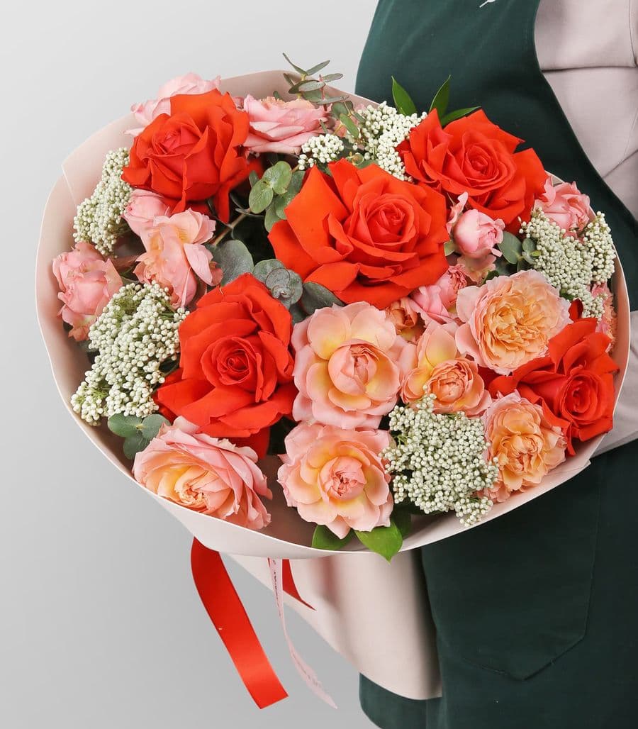 Букет из Роз и Озотамнуса «Витраж»