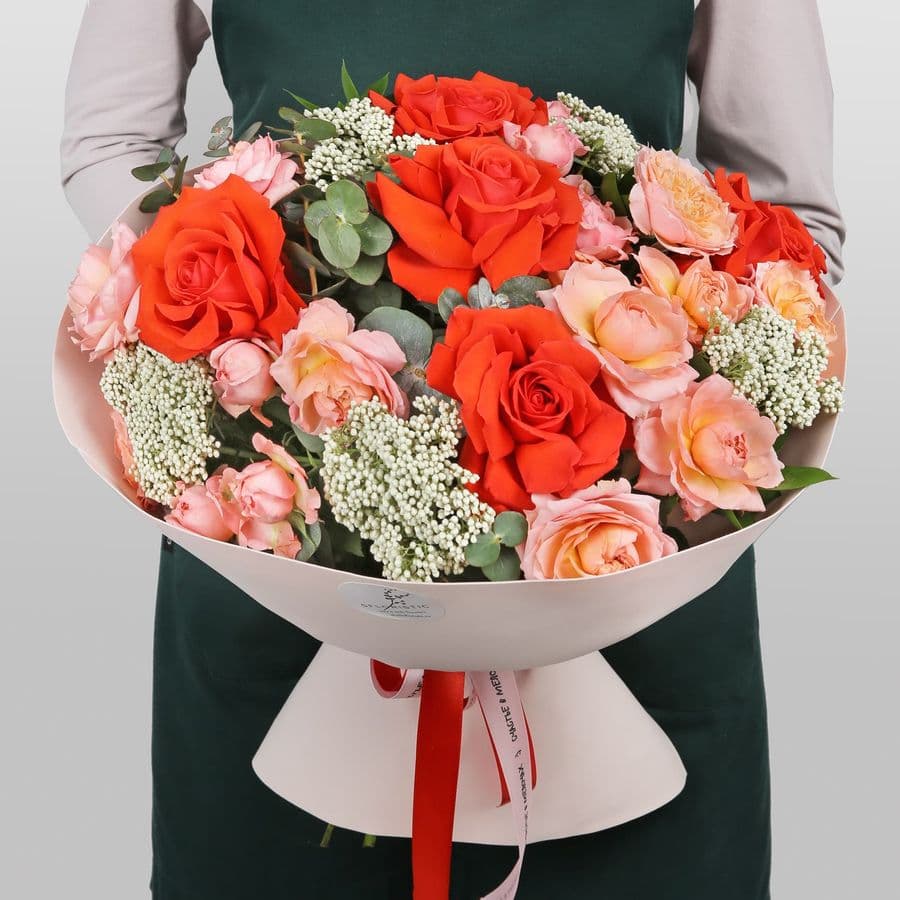 Букет из Роз и Озотамнуса «Витраж»