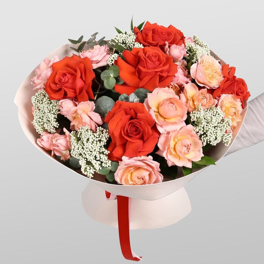 Букет из Роз и Озотамнуса «Витраж»