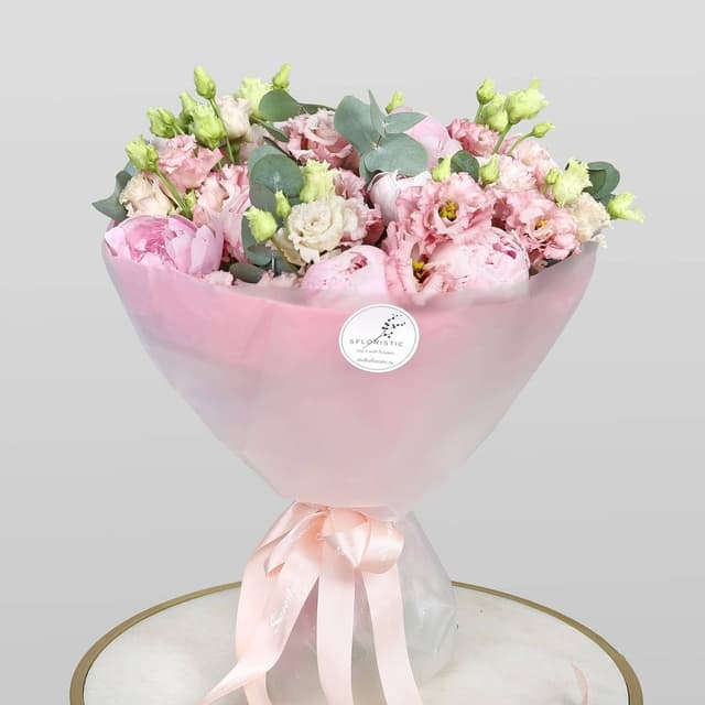 Букет из Пионов и Эустомы «Цветочная мелодия»