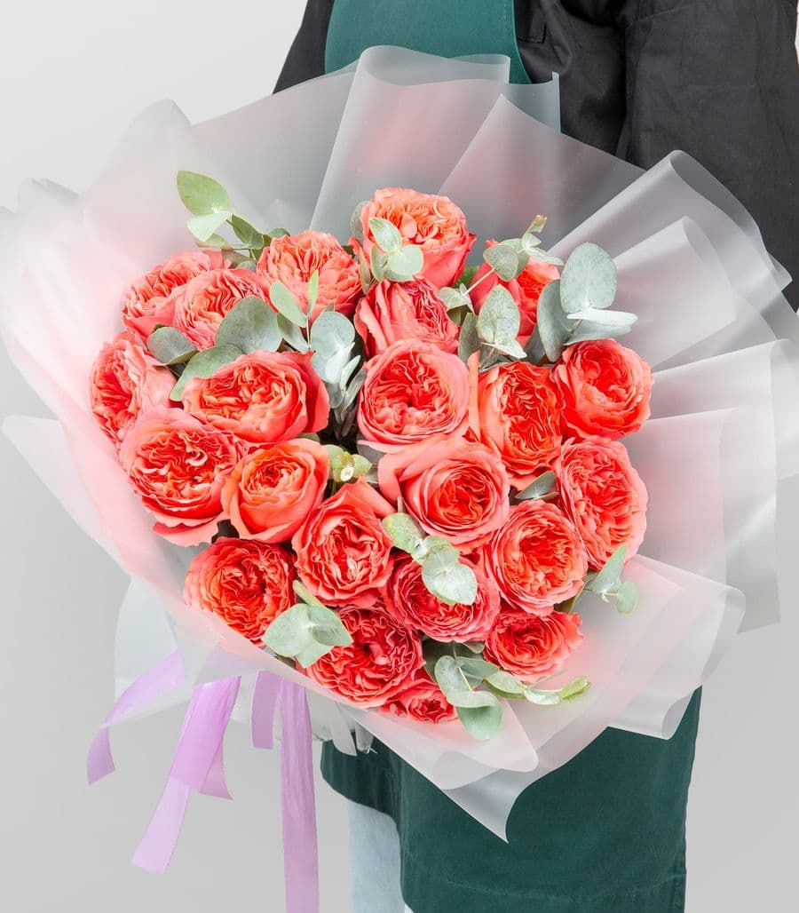 Букет Роз Эквадор «Сладкие мечты» с эвкалиптом