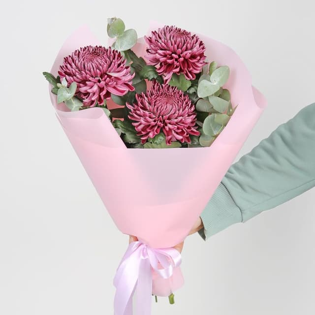 Букет Хризантем 3 шт «Глубина Ночи»