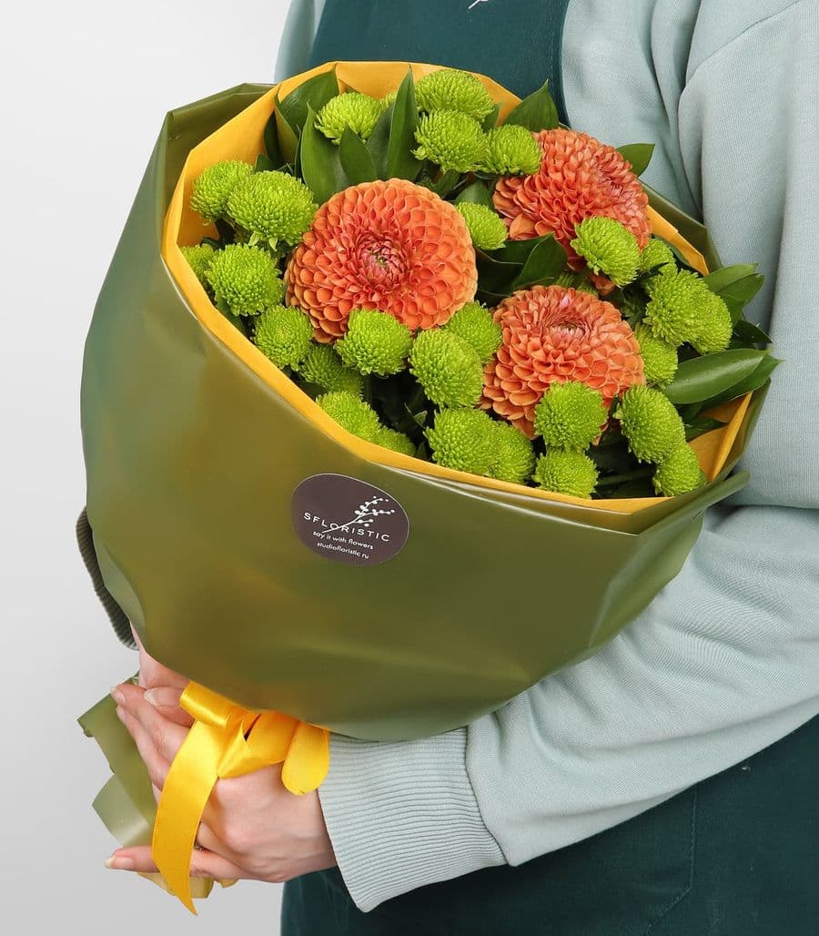 Букет из Георгин и Хризантемы «Сказка Осени»