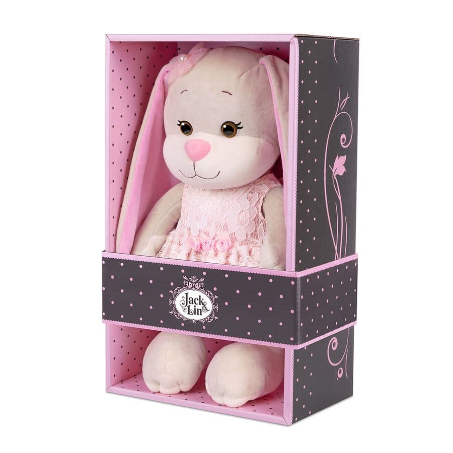 Мягкая Игрушка Зайка в Кружевном Платье c Розами