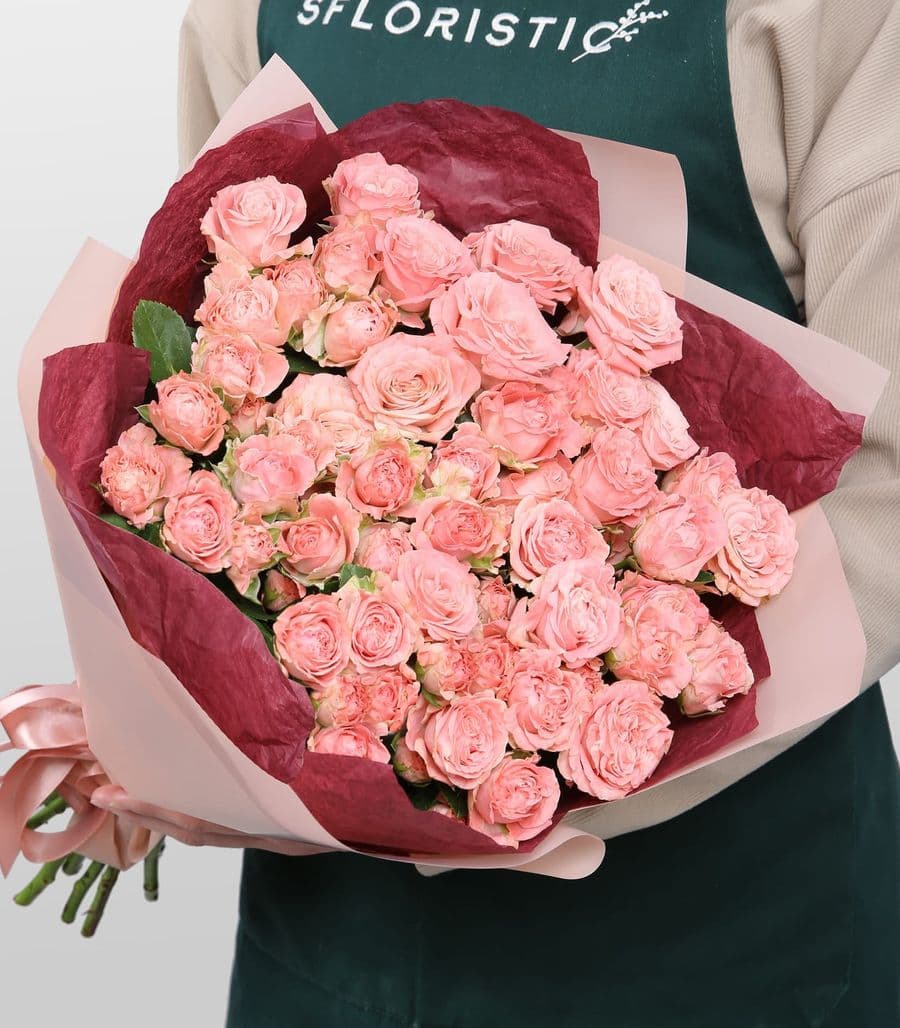 Букет кустовых Роз «Тепло рассвета»