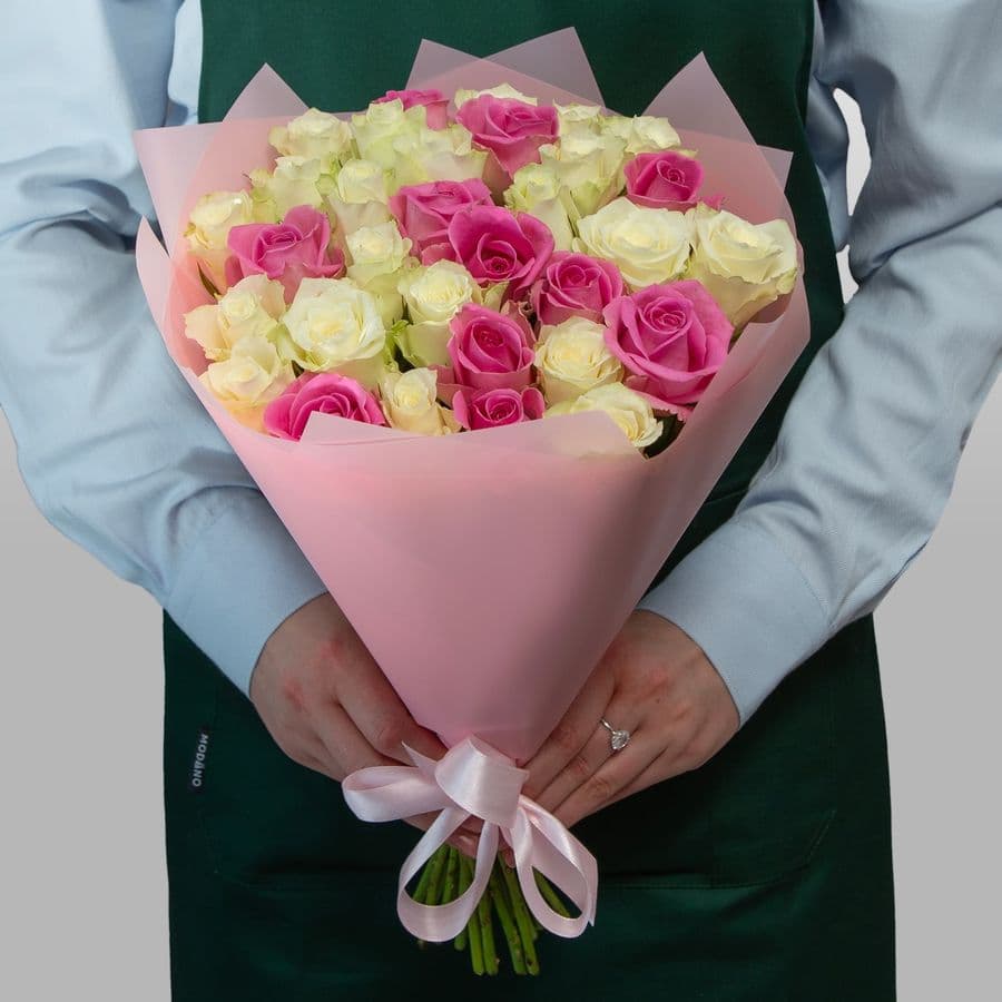 Букет Роз Кения 31 шт «Малина со сливками»