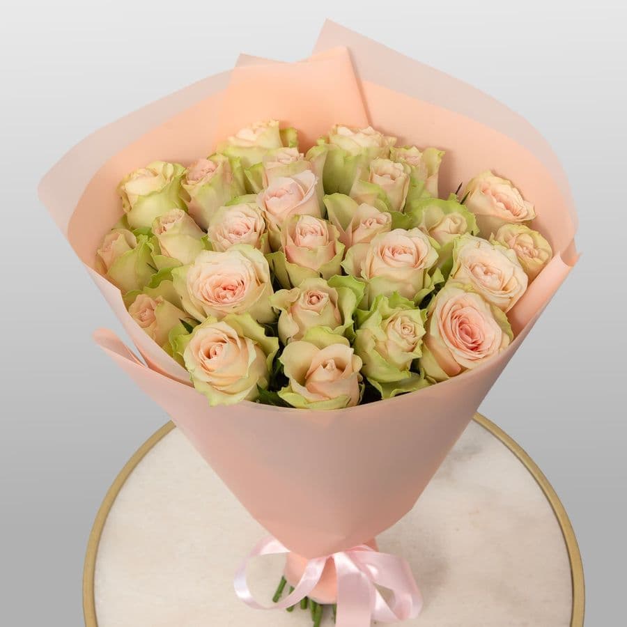 Букет Роз Кения 25 шт «Ваниль и пудра»