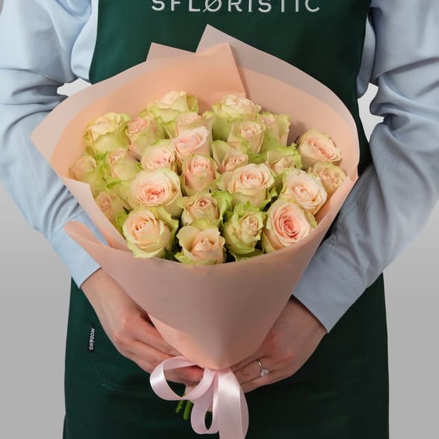 Букет Роз Кения 25 шт «Ваниль и пудра»