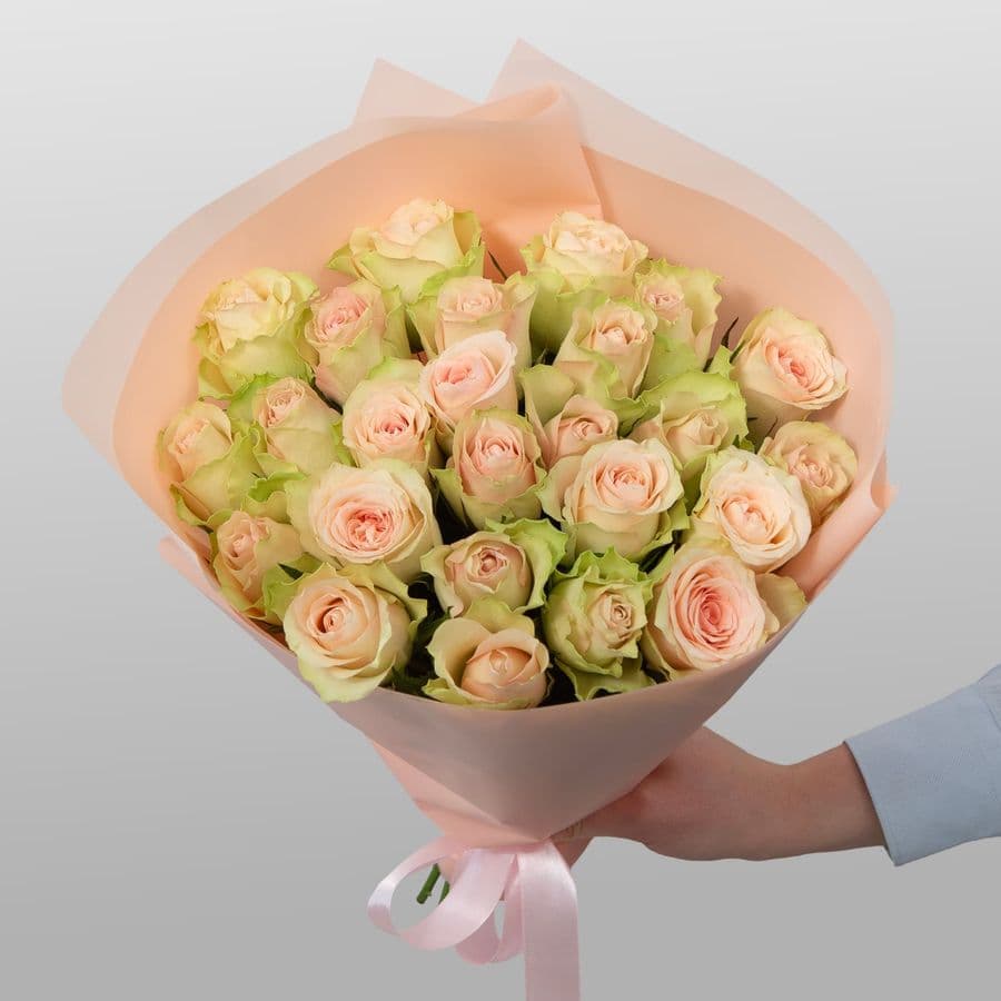 Букет Роз Кения 25 шт «Ваниль и пудра»