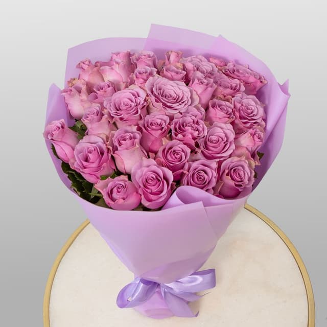 Букет сиреневых Роз Кения 31 шт «Лиловая акварель»