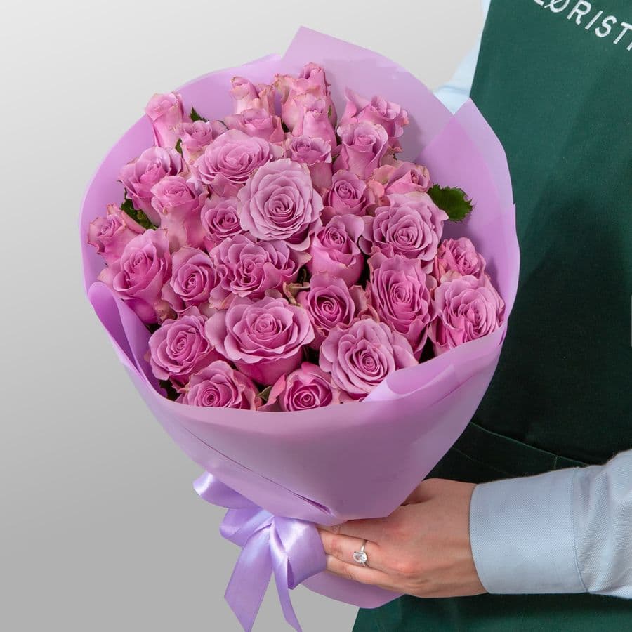Букет сиреневых Роз Кения 31 шт «Лиловая акварель»