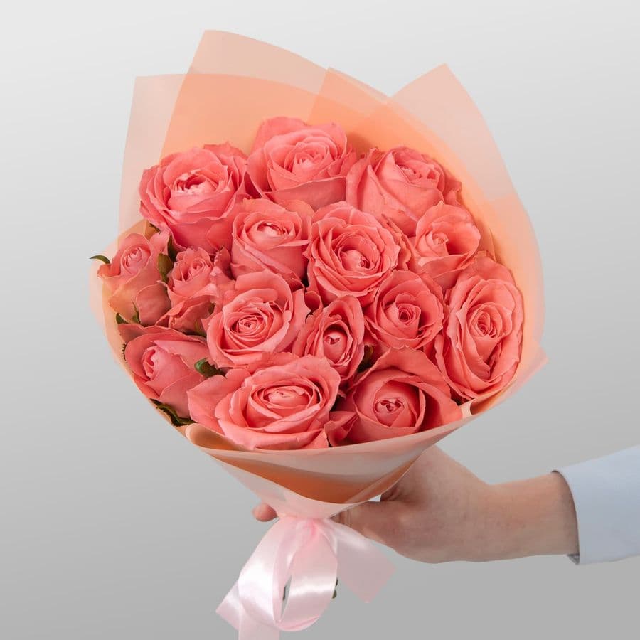 Букет Роз Кения 15 шт «Дыхание зари»