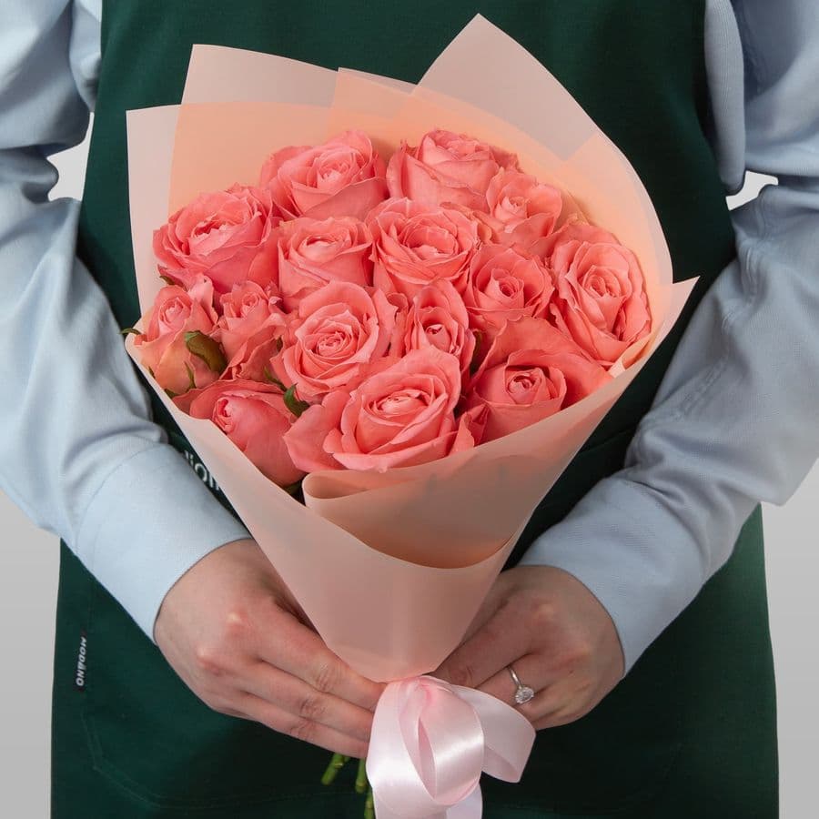 Букет Роз Кения 15 шт «Дыхание зари»