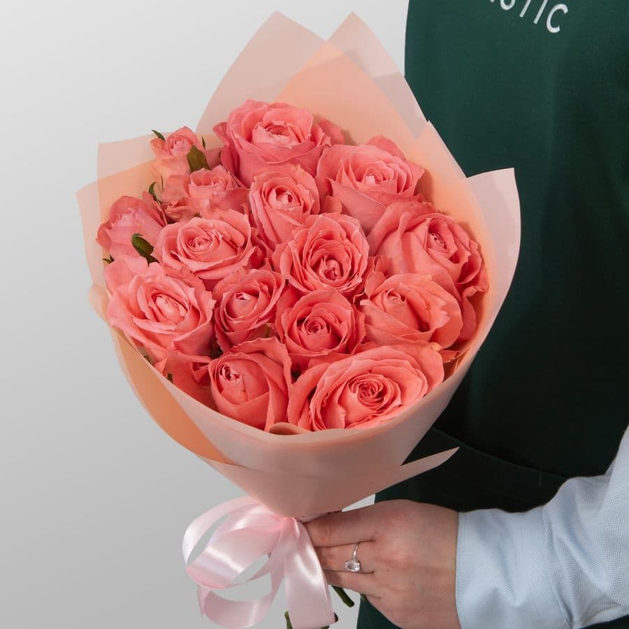 Букет Роз Кения 15 шт «Дыхание зари»