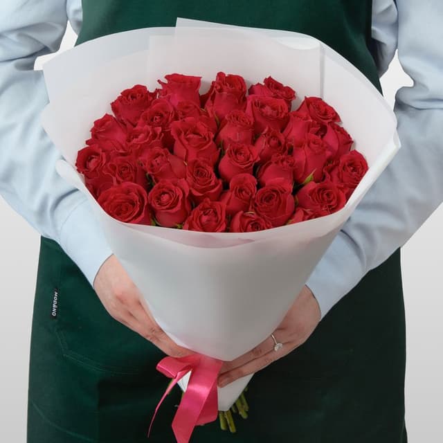 Букет Роз Кения 31 шт «Пылающее чувство»