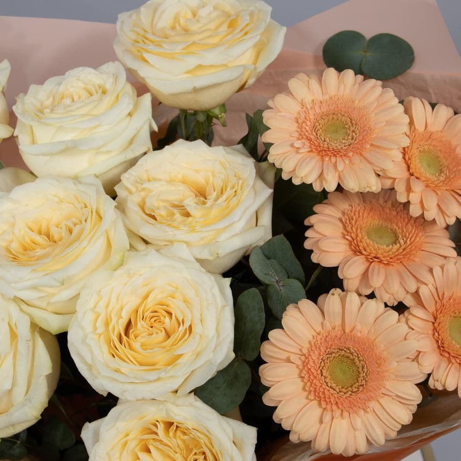 Букет из пионовидной Розы и Гермини «Карамельный сон»