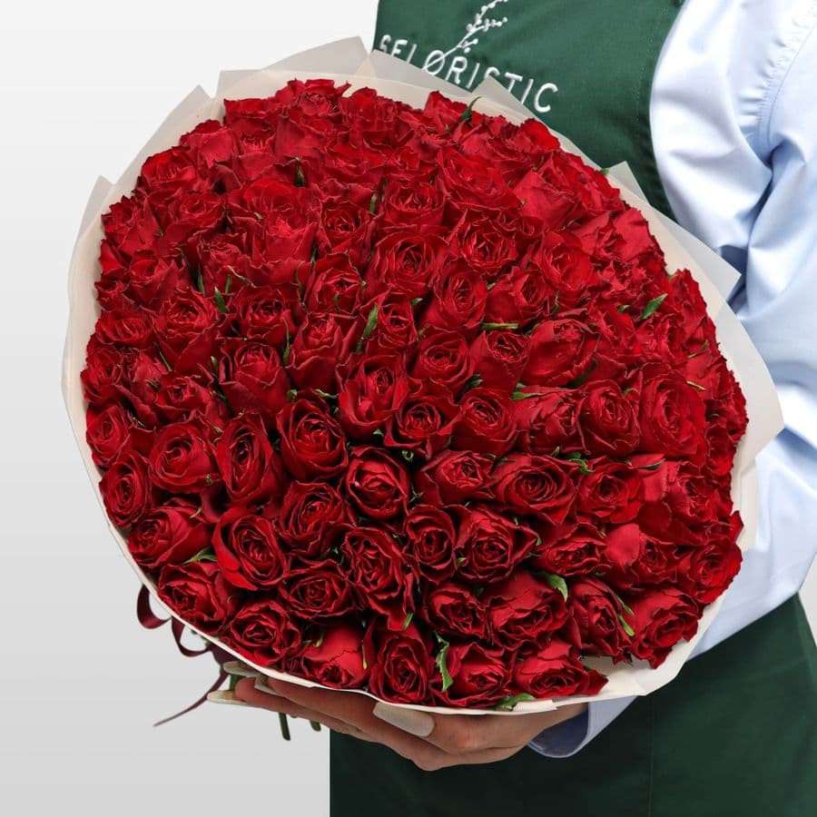 Букет Роз Кения красная 101 шт «Вечная Классика»
