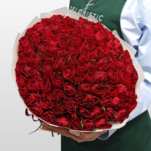 Букет Роз Кения красная 101 шт «Вечная Классика»
