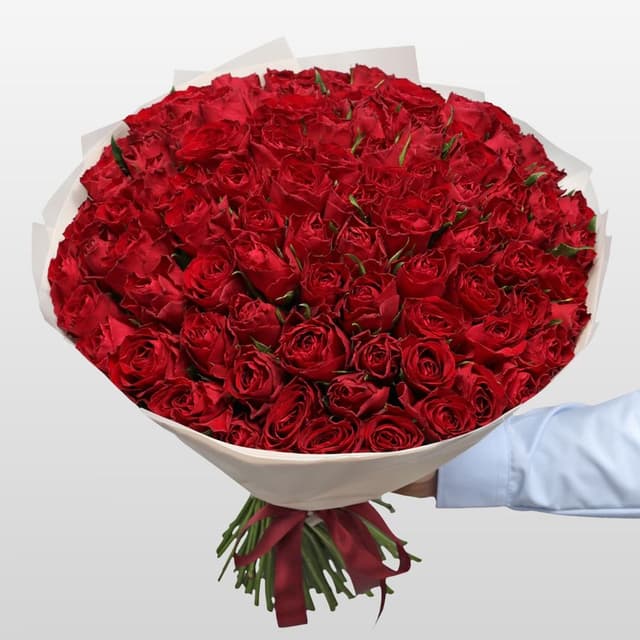 Букет Роз Кения красная 101 шт «Вечная Классика»