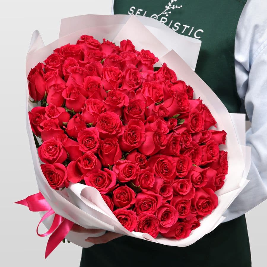 Букет Роз Кения 75 шт «Энергия любви»