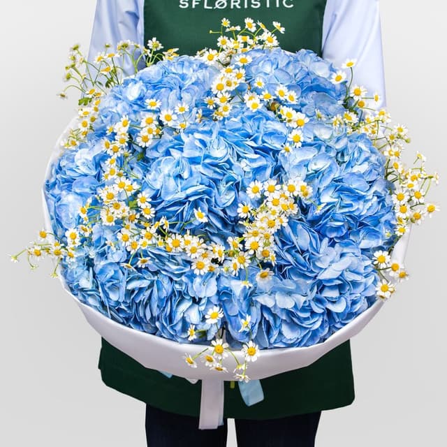 Букет из Гортензий и Ромашек «Улыбка лета»