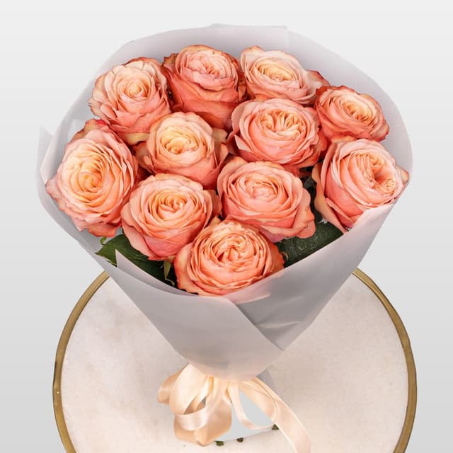 Букет Роз Эквадор 11 шт «Абрикосовый Рассвет»