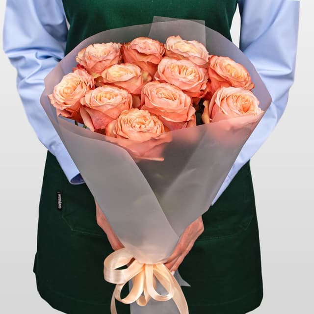 Букет Роз Эквадор 11 шт «Абрикосовый Рассвет»