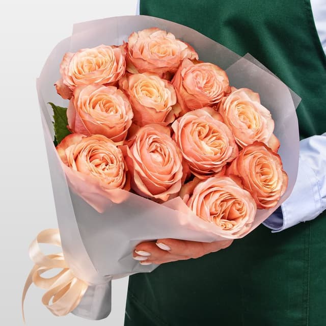 Букет Роз Эквадор 11 шт «Абрикосовый Рассвет»