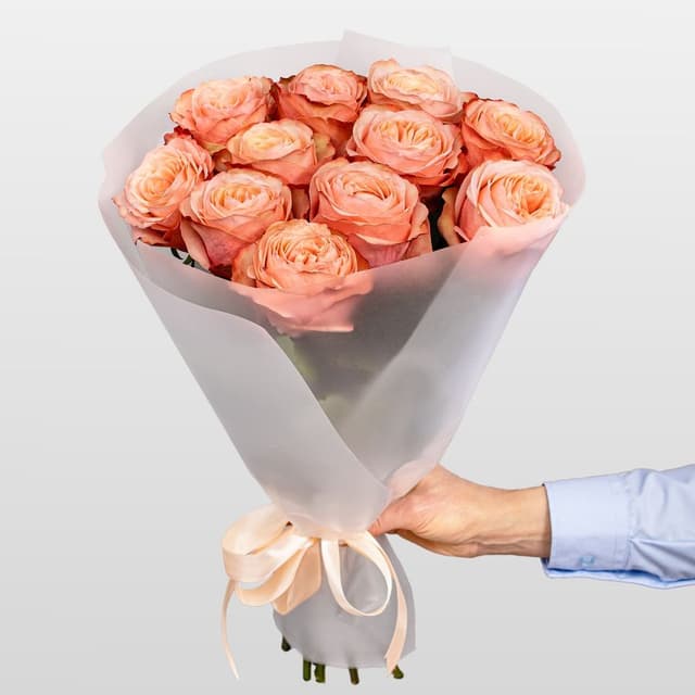 Букет Роз Эквадор 11 шт «Абрикосовый Рассвет»