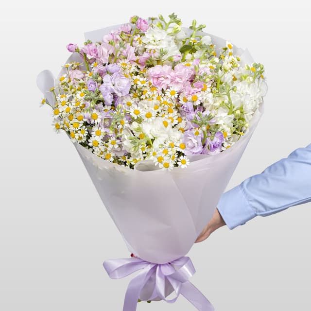 Букет из Ромашек и Маттиолы «Дикий Мед»