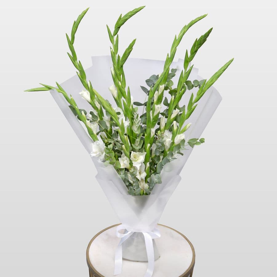 Букет из Гладиолусов и Эвкалипта «Сияние дня»