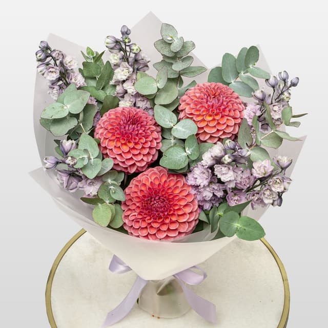 Букет из Георгин и Дельфиниума «Прованский Закат»