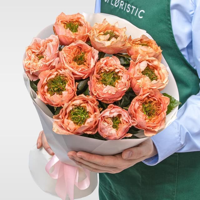 Букет из Пионовидных Роз Питер Парк 11 шт «Нежность Балерины»