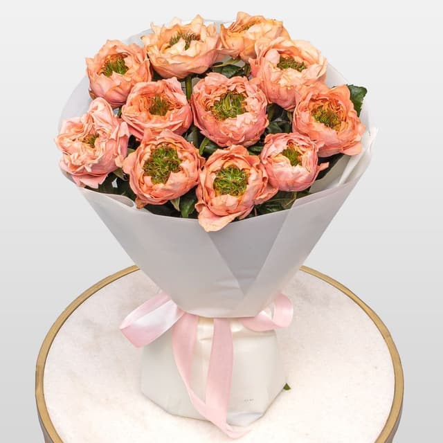 Букет из Пионовидных Роз Питер Парк 11 шт «Нежность Балерины»