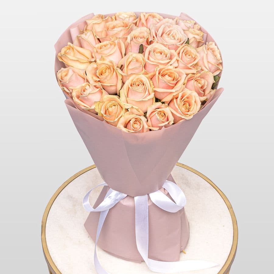 Букет из персиковых Роз Талия 25 шт «Сладкий Момент»