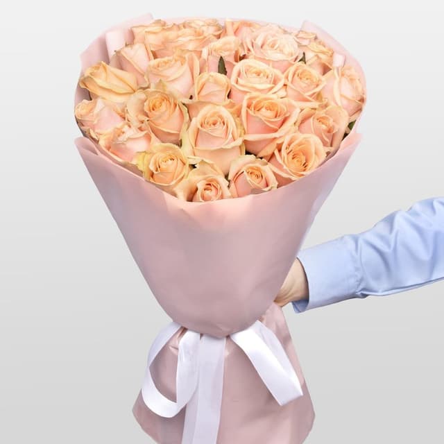 Букет из персиковых Роз Талия 25 шт «Сладкий Момент»